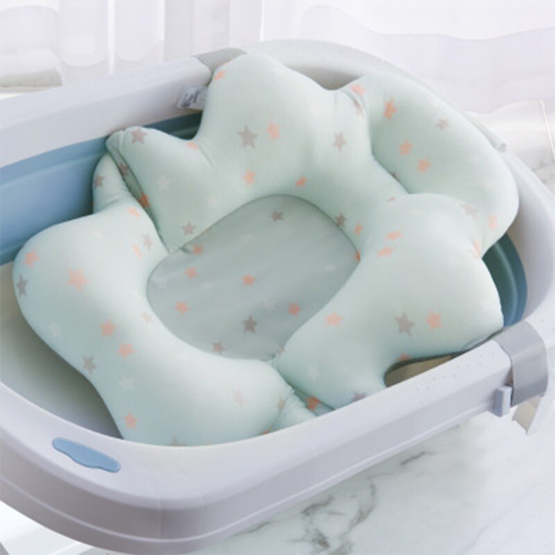 Baby Douche Bad Pad Antislip Bad Seat Ondersteuning Mat Pasgeboren Veiligheid Bad Ondersteuning Kussen Opvouwbaar Soft kussen: star blue
