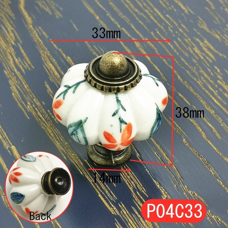 5Pcs Keramische Pumpkins Keuken Kast Kast Kledingkast Lade Handvat Dresser Deur Trekt Met Schroef Meubels