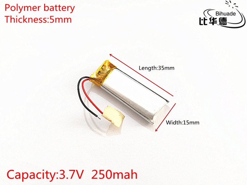 Liter energie batterij 3.7 V 250 mAh 501535 Lithium Polymer Li-Po Oplaadbare Batterij Voor Mp3 MP4