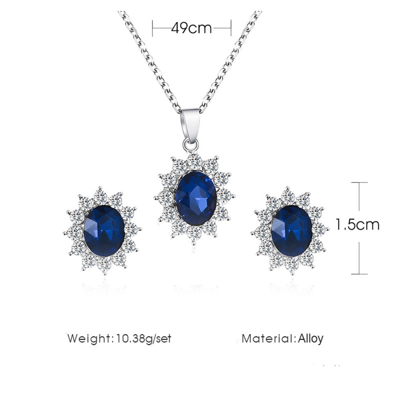 Di Lusso di modo di Girasole zircon Degli Orecchini della collana insieme dei monili delle donne Alla Moda Della Collana del pendente e dell&#39;orecchio della vite prigioniera per la ragazza migliore regalo