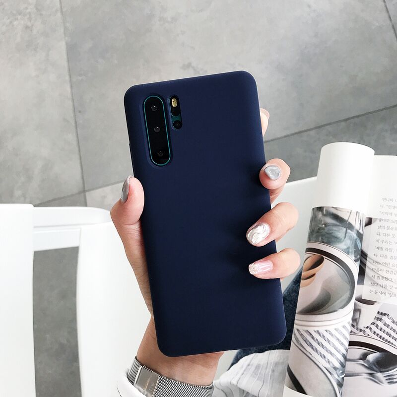 Mat cover til huawei  p30 pro cover mat silikone tpu blødt cover til huawei  p30 pro bagcover: Blå