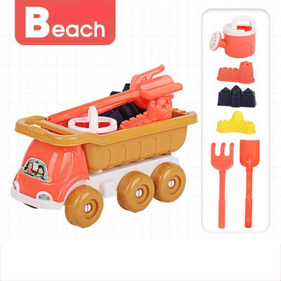 Zomer 7Pcs Strand Gereedschap Set Zand Spelen Speelgoed Voor Kids Fun Water Beach Seaside Gereedschap Kind Zandloper Schop Tool: red truck