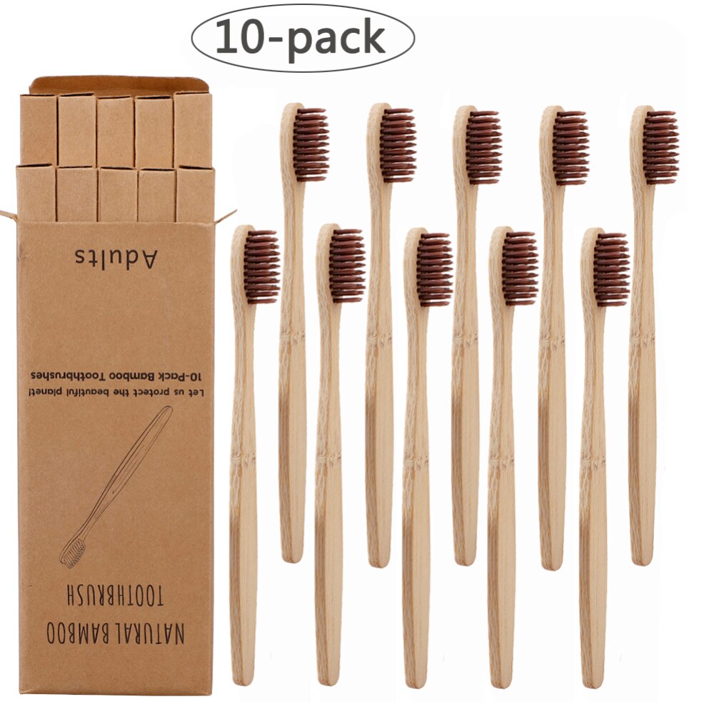 10 Stuks Natuurlijke Bamboe Houtskool Tandenborstels Zachte Haren Eco Vriendelijke Oral Care Reizen Tandenborstel Bamboe Houtskool Tandenborstels: Rood