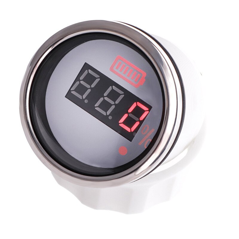Boat Battery Charge Level Indicator Waterproof Battery Capacity Meter LED Display 0~100% With Alarm Red Backlight For Car Marine