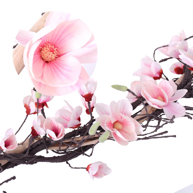 Magnolia bröllop båge dekorationer blommor vägg murgröna vinranka krans konstgjorda blommor girlander hängande grenar vägg blommor girlander: Rosa