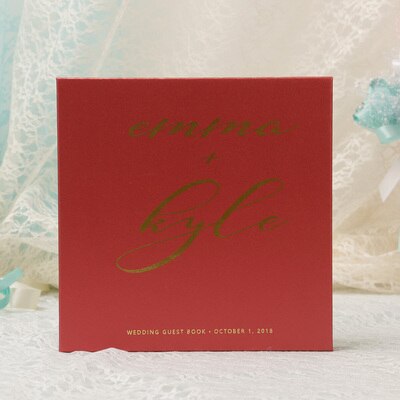 Forest 1pcs Booklet with acylic classmates Company party Lace anniversary Wedding guest friend signature book or as: Red