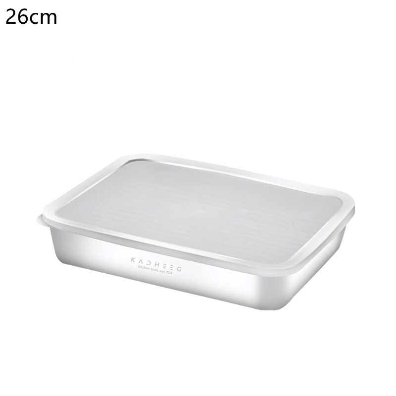 304 Stainless Steel Food Storage Box Refrigerator Food Storage Containers With Lid For Vegetable Fruit Meat Fresh Box Organizer: 26cm