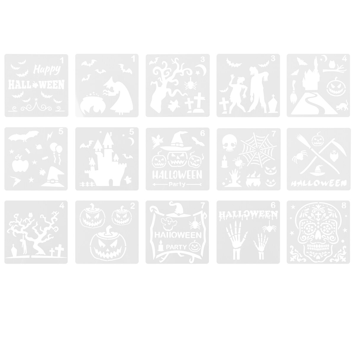 15pcs Halloween Stencil Painting Templates Drawing Template (Random Style): Default Title