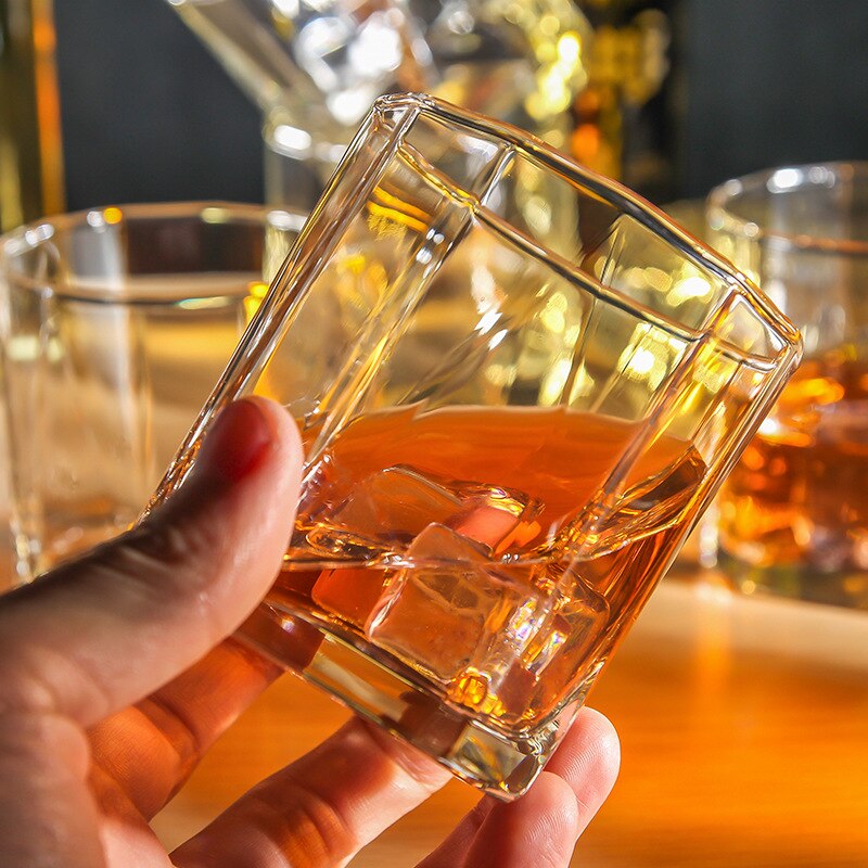 260ml imported pyramid unleaded glass whisky beer water glass Square bar foreign wine glass cup drinking glasses