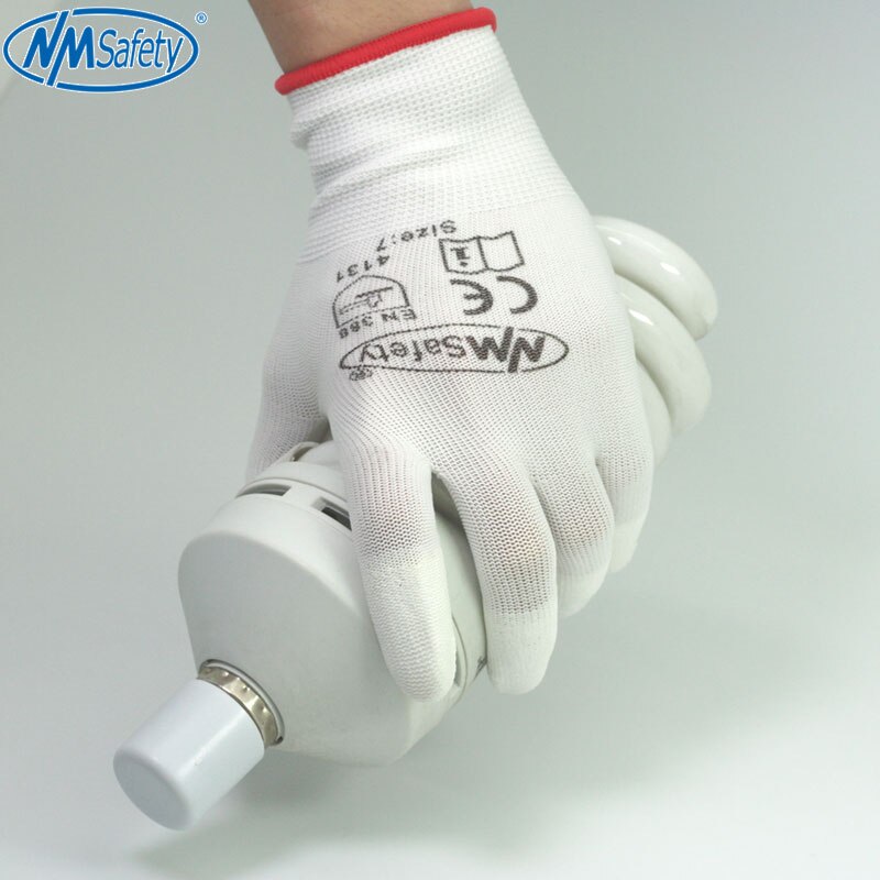 NMSafety 12 Paare Weiß Polyurethan Tauch Finger Anti Statische Sicherheit Arbeit Handschuh