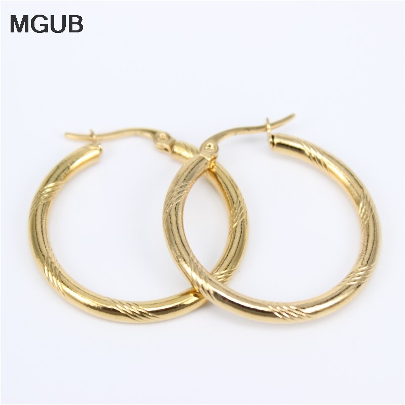 Diameter 20-50MM Circle Small Hoop Earrings With Gold Color Simple Earring For Women Stainless Steel Jewelryy LH819