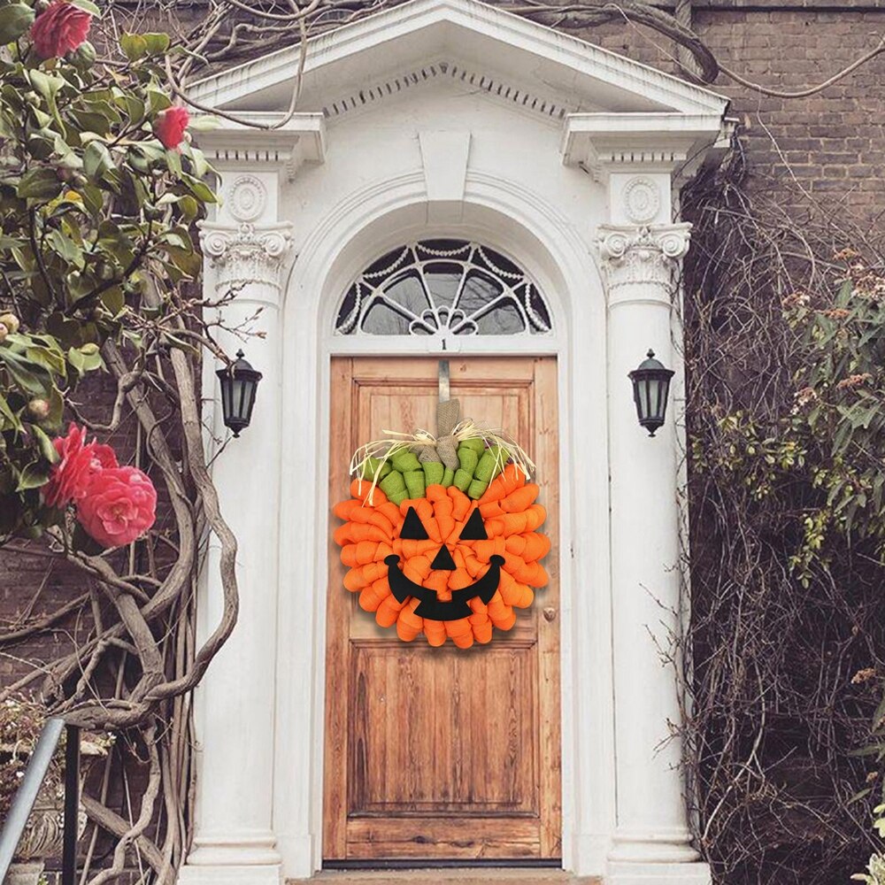 1Pc Halloween Pompoen Krans Kunstmatige Esdoorns Herfst Oogst Deur Opknoping Slingers Hanger Ornamenten