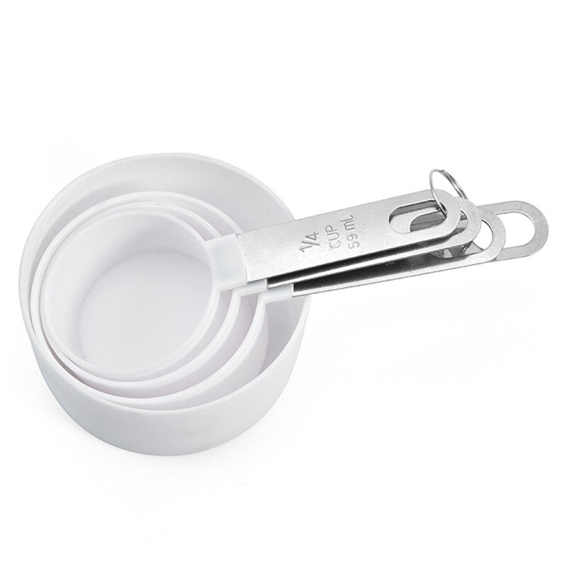 Juego de 4 cucharas y vasos medidores de cocina con mango de acero inoxidable, perfectas para herramientas para hornear fuentes de horno, utensilios de cocina: WT1