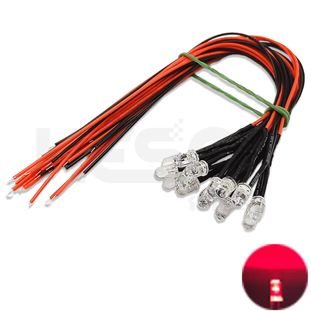 10 Uds 5mm LED 5-12V 20cm precableado blanco rojo verde azul amarillo UV RGB lámpara de diodo decoración diodos emisores de luz presoldados