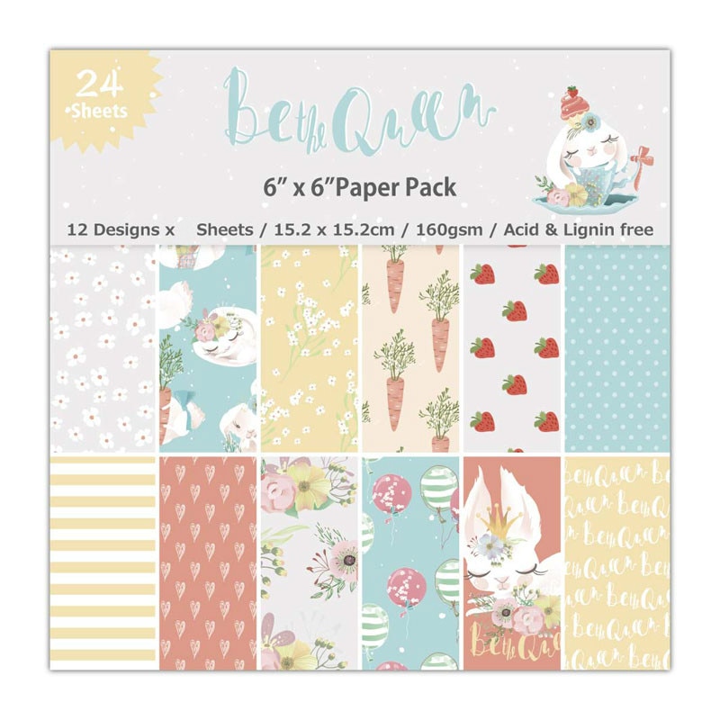 KLJUYP 12 Sheets Be The Queen Scrapbooking Pads Paper Origami Art Background Paper Card Making DIY Scrapbook Paper Craft