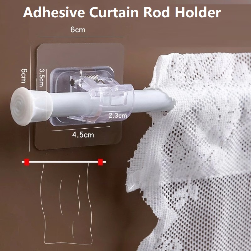 Soportes para barras de cortina, ganchos autoadhesivos para barras de cortina, sin clavos, ajustables, colgadores de cortinas, 2/4 Uds.