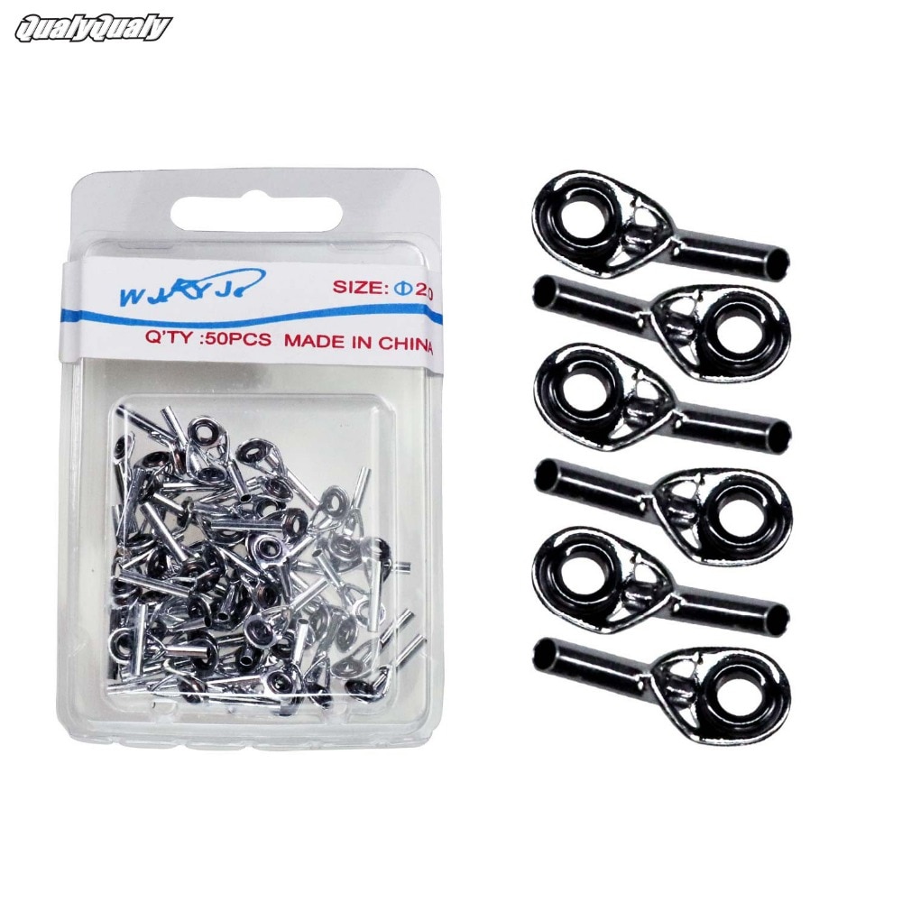 50 Pcs Fishing Rod Guide Guides Tip Tops Replacement Repair Kit 1mm 1.5mm 2mm Stainless Steel &amp; Ceramic Eye Ring Tip Tops Rod
