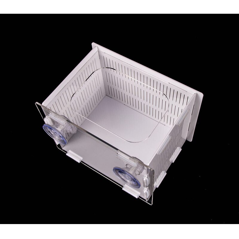 Cuadrado caja de cría de peces tropicales aislamiento caja pequeña caja de pescado red para cría de acrílico blanco tanque de peces de acuario