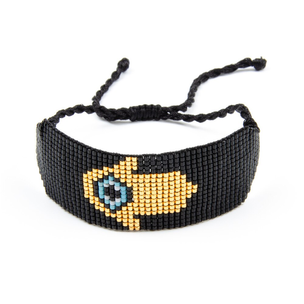 Go2boho-pulsera MIYUKI con de ojo malvado para Mujer, brazalete de mano con de ojo turco, con borla, hecho a mano,