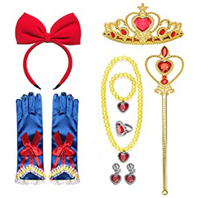 Elsa Prinses Accessoires Handschoenen Wand Kroon Sieraden Set Elsa Pruik Vlecht voor Prinses Jurk Kleding Cosplay Aankleden Sneeuwvlok: Beige