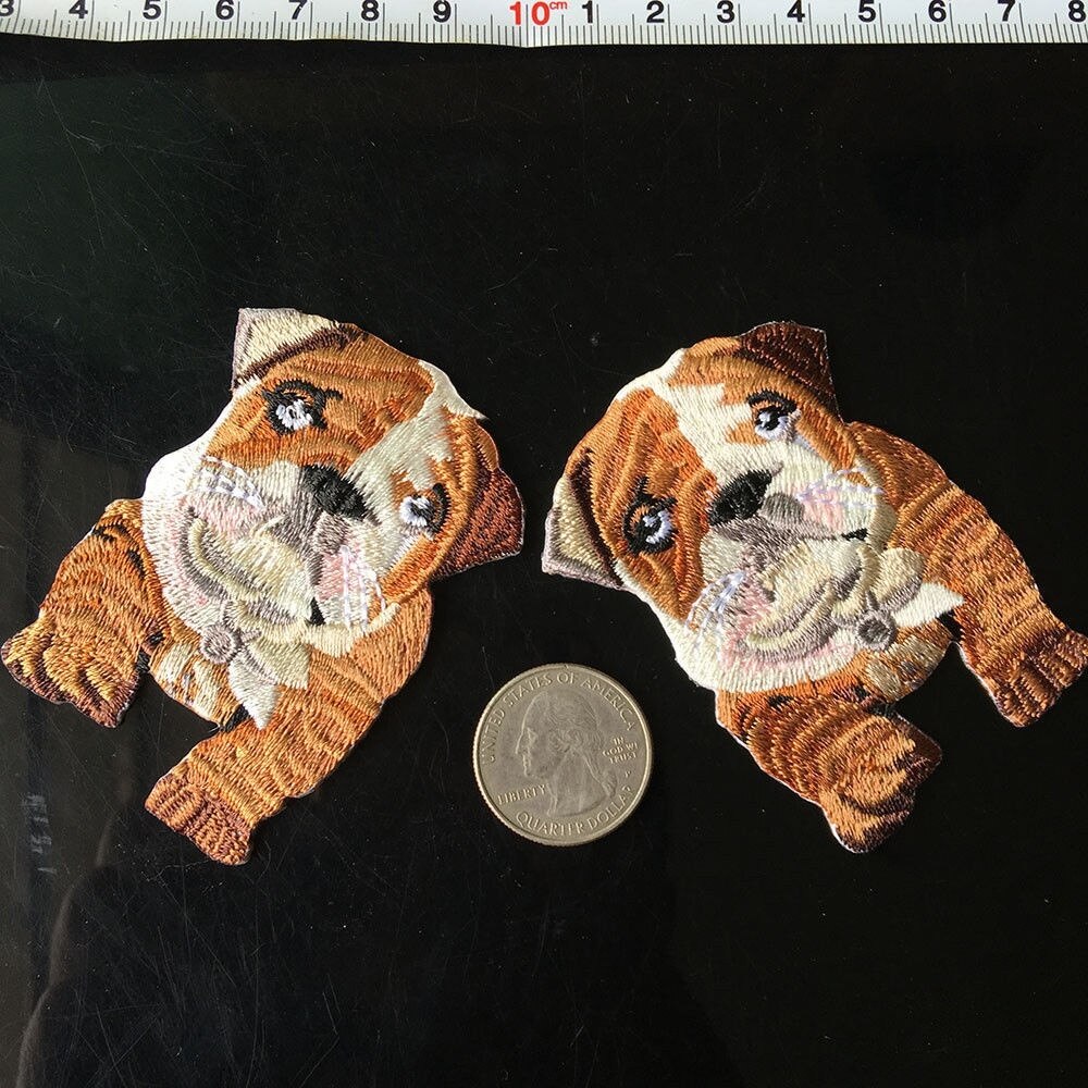 1 Pcs Cartoon Dier Bulldog Patch Borduurwerk Badge Patch Patroon Diy Kinderen Kleding Patch Broek Sticker Patch