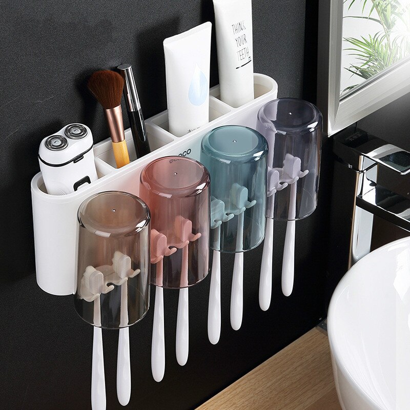 Porte-brosse à dents, support mural de toilette, gobelet de bain de bouche non perforé, ensemble de cylindres dentaires, style: 3