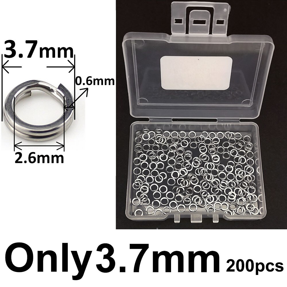 Anneau fendu en acier inoxydable avec boîte, anneau ovale, connecteur à Double anneau robuste, accessoires de pêche pour leurre à crochet, 200 pièces: only 3.7mm