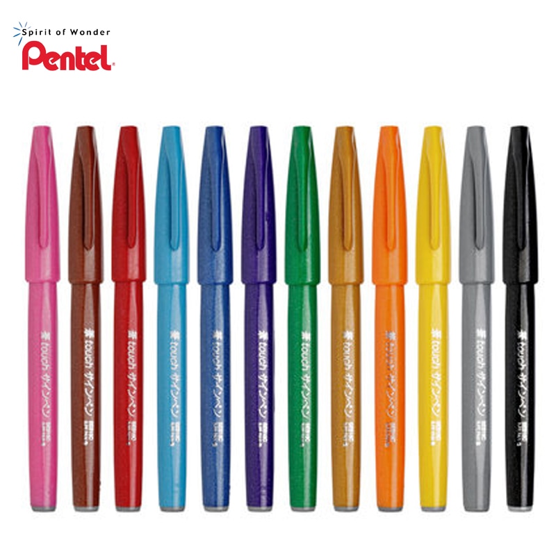 Pentel Touch Kleurrijke Borstel Teken Pen Set 6/12 Kleuren Set SES15C Zachte Hoofd Limited Seizoenen Collectie Voor Tekening Verjaardag Kaarten