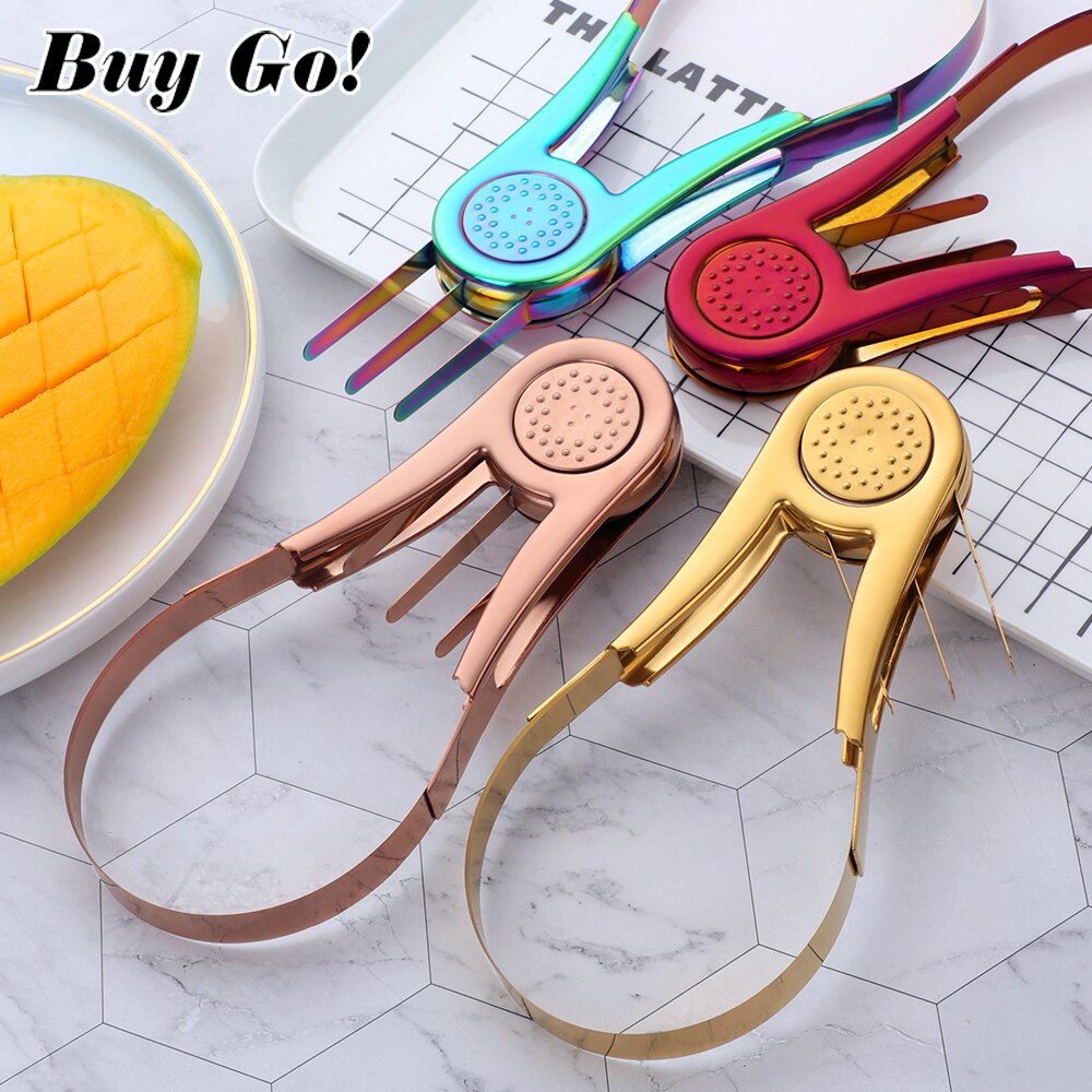 1PC Mango Peeling Separator Stainless Steel Peeler Manual Golden Mango Slicer Fruit Cubes Cutter Pawpaw Digging Kitchen Gadgets