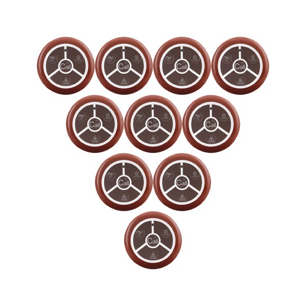 Retekess 10pcs 433MHz Wireless Pager Call Button Restaurant Waiter Calling System Catering Equipment Customer Service: Four Key-Brown