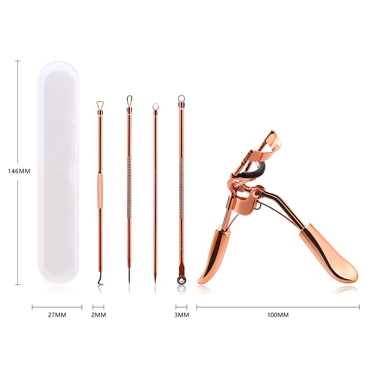 6PCS Stainless Steel Blackhead Remover Kit Comedone Extractor Tool Set For Facial Zit Popping Anti-Microbial Double-Side Treatme