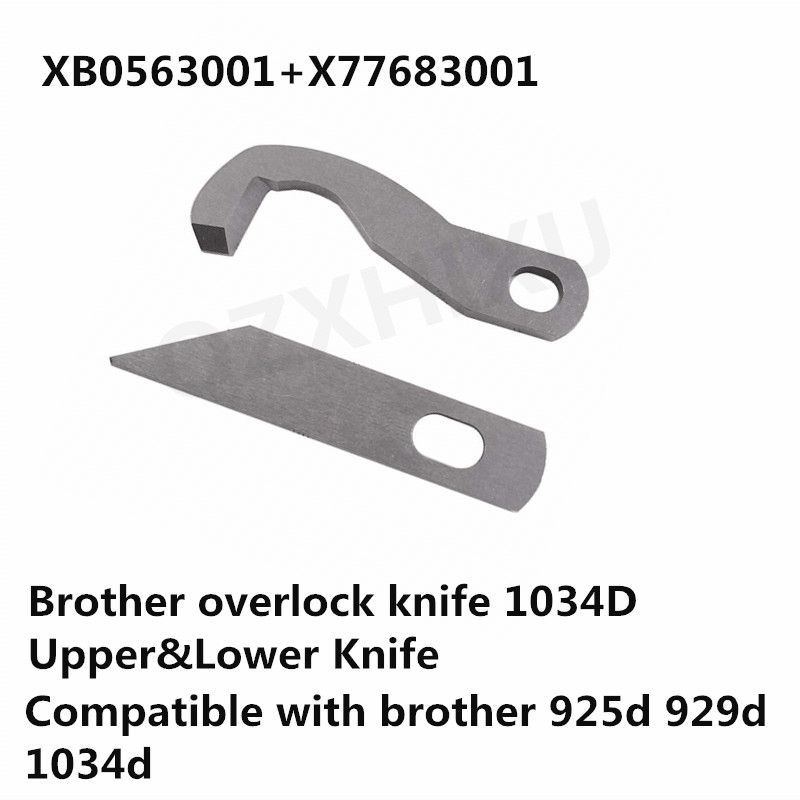 Overlock knife for Brother 929D 1034D 1134D Upper&amp;Lower Knife XB0563001 X 77683001 AA7107-2: XB0563001 X77683001