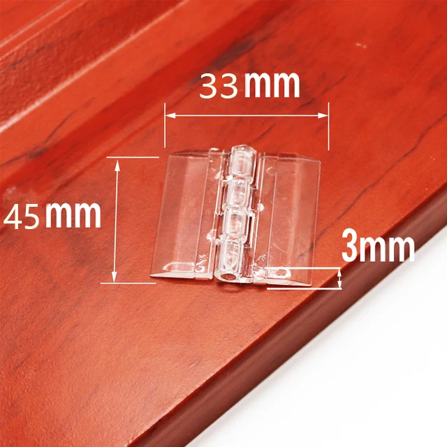 10 stk 25 x 33 30 x 33 38 x 45 65 x 42 foldehængsler af plast gennemsigtig plexiglas hængsel holdbar klar akryl: 45-33-3mm