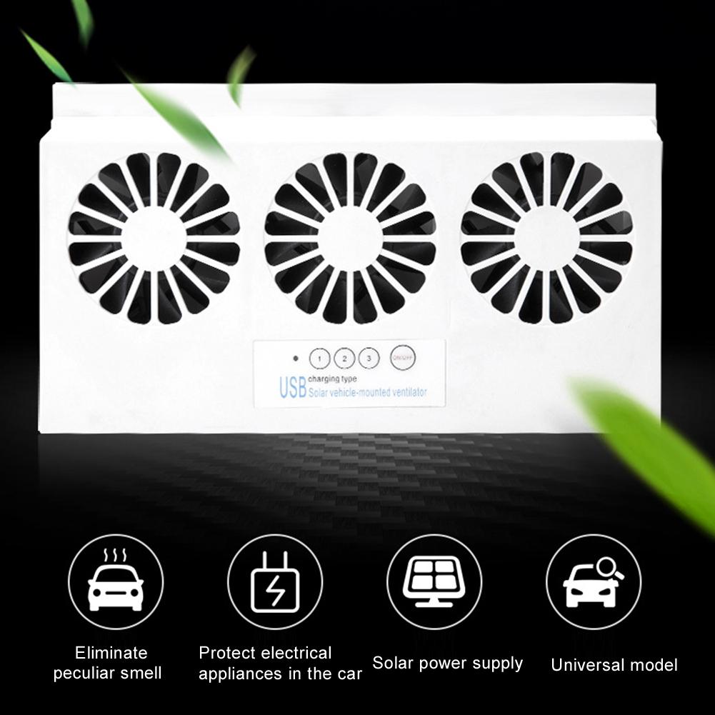 Auto Car Window Solar Powered Air Vent Cool Ventilation USB Exhaust Fan Radiator Air Vent Cool Ventilation USB Exhaust Fan Radia