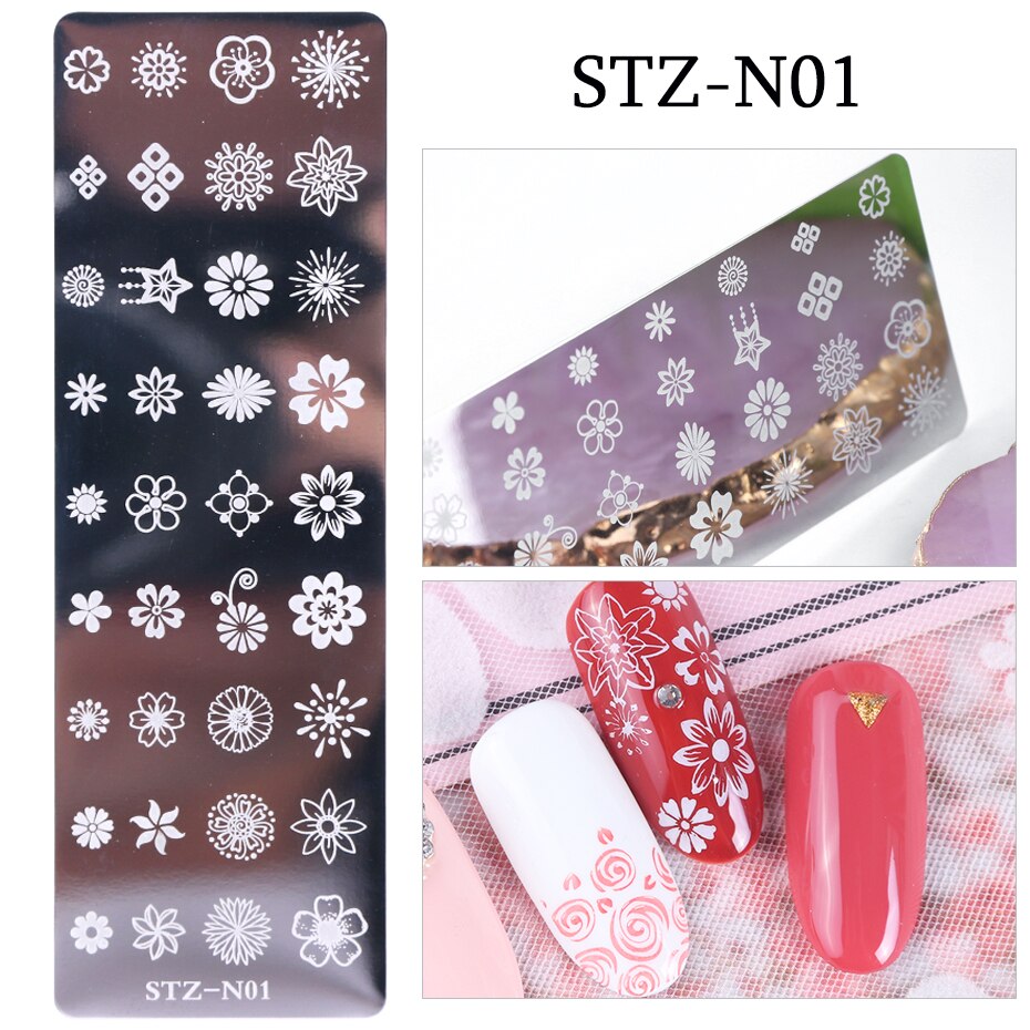 1 stücke Nagel Stanzen Platten Blume Blatt Geometrie Tiere Bild Stempel Vorlagen Dreamcatch N01-12Maniküre Drucken Schablone Werkzeuge: STZ-N01