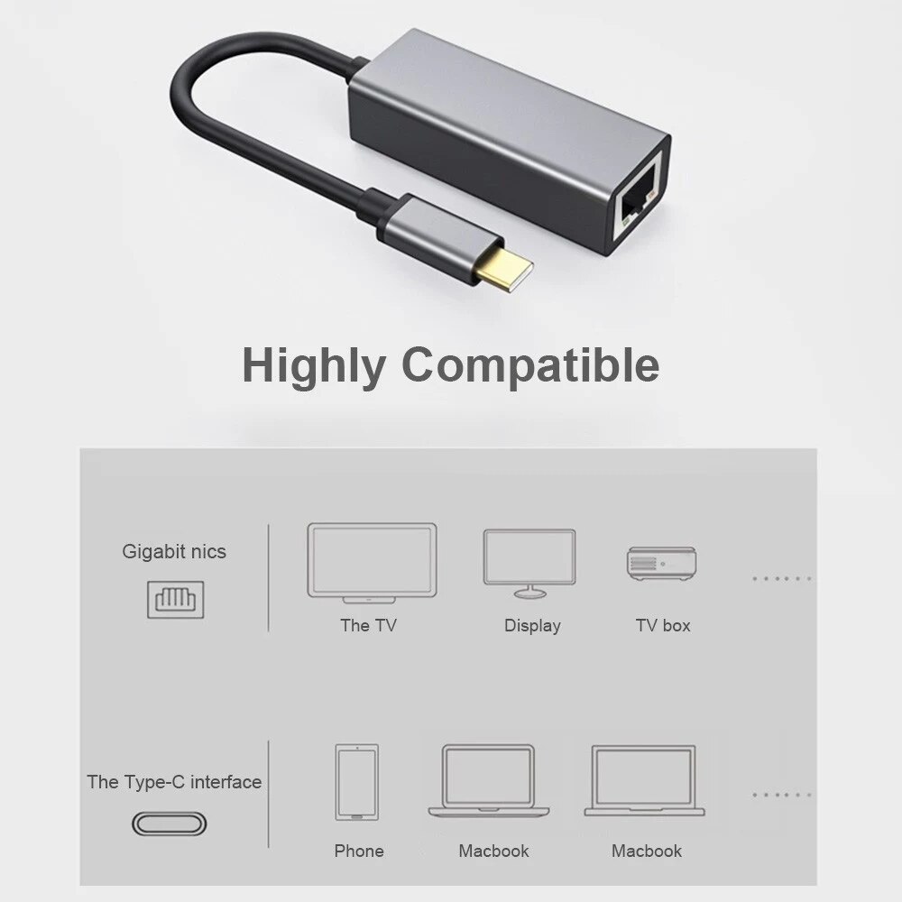 USB-C3.0 transformer RJ45 1000 MB multifonction en alliage d'aluminium convertisseur de carte réseau avec voyant lumineux
