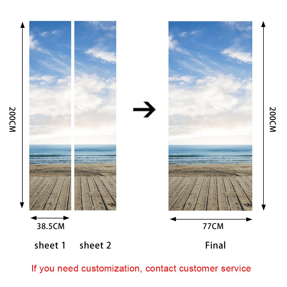 Sea Horizon Beach Scenery Wall Stickers Home Decoration DIY Door Sticker Kitchen Bathroom Art Mural Peel &amp; Stick Vinly Wallpaper