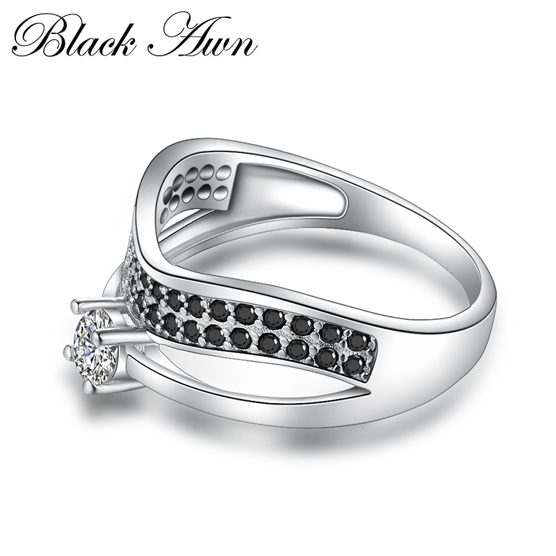 BLACK AWN 2024 New Genuine 100% Sterling 925 gioielli in argento anelli di fidanzamento quadrati per regalo donna C384