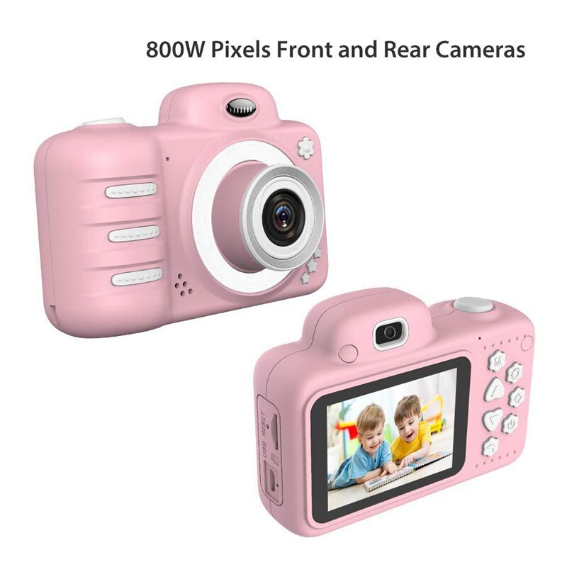 Kids Digital Dual Camera 2.4Inch Screen 8MP HD Rechargeable Children Video Camcorder with 4X Digital Zoom for Girls Boys Ou