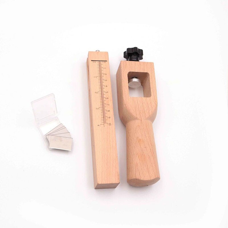 Adjustable Leather Craft Cutter For Strap Belt DIY Leathers Cutting Tools Wooden Strip Strap Cutter With 5 Blades