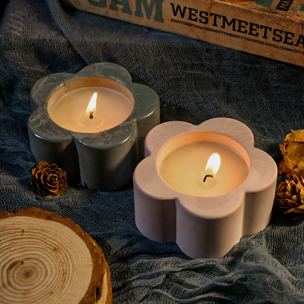Silicone Mold Tray Candle Holder DIY Cimento Candlestick Decoração Tealight Holder Argila de resina de gesso