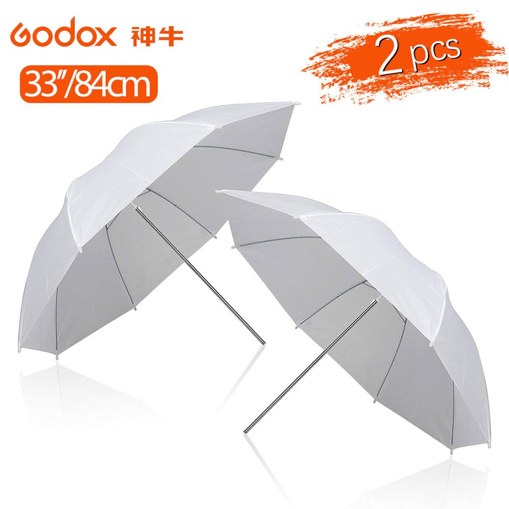2 Pcs Godox 84 Cm 33 &quot;Fotografie Photo Pro Studio Soft Doorschijnend Wit Diffuser Paraplu Voor Studio Flash Lamp verlichting