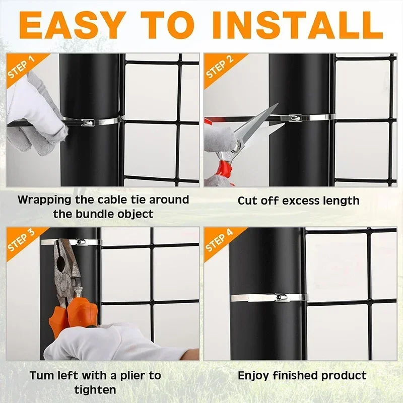 Bridas de Metal para cables, anillos de sujeción autoblocantes de acero inoxidable, correas de amarre para cables de alta resistencia, organizador de envoltura de escape para el hogar y la Oficina