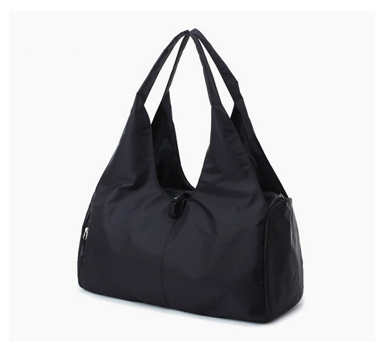 Zilveren sporttas damesbagage tas in reistassen met label duffel sporttas leer dames yoga fitness sport grote sporttassen dames: Zwart nylon