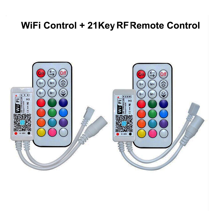 DC12V Mini Smart RGB RGBW WiFi Music LED Controller 21Key RF Remote Control For RGB RGBW LED Strip Lights With IOS Android APP