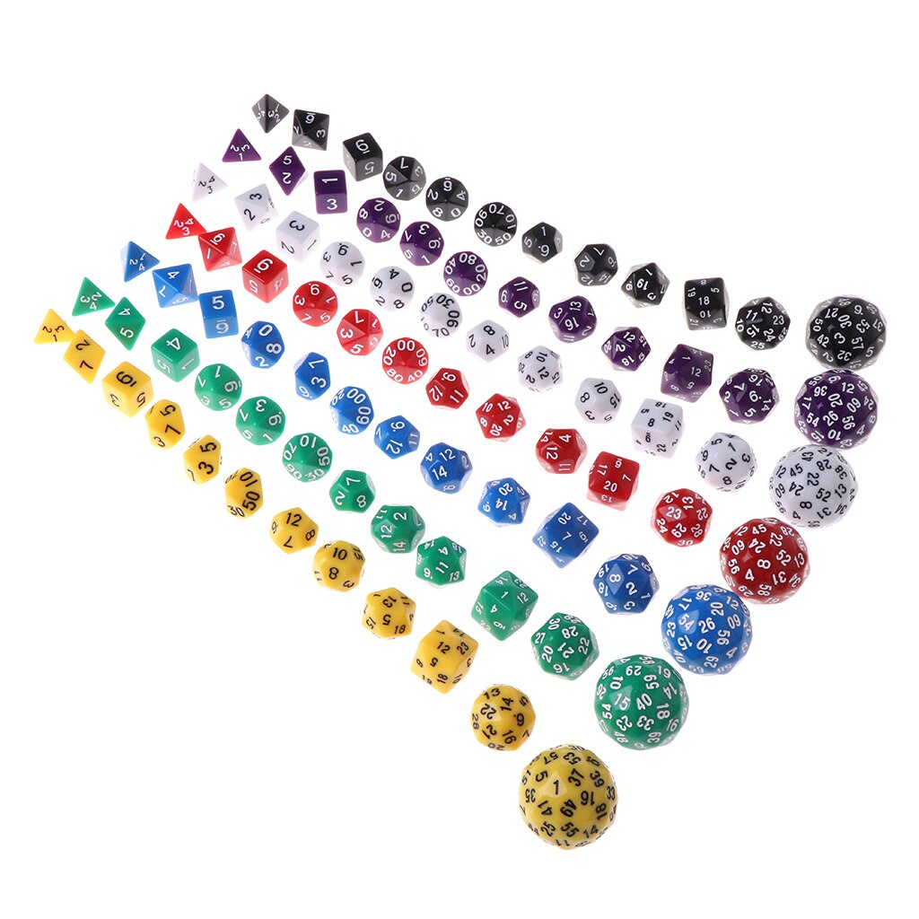 12pcs/Set Multi-sided Polyhedral Dice D4 D6 D8 D10 D12 D20 D24 D30 D60 Dungeons Multi-sided Dice