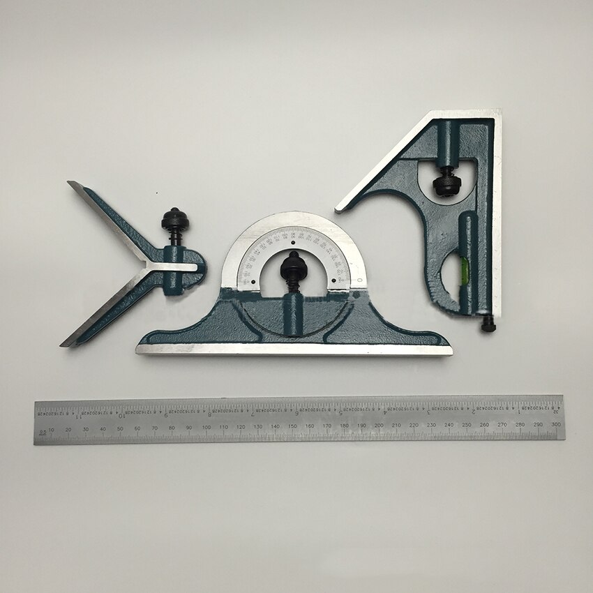 300MM Combination Square Angle Ruler Stainless Steel Universal Bevel 180 Degree Angle Combination Square Protractor Ruler