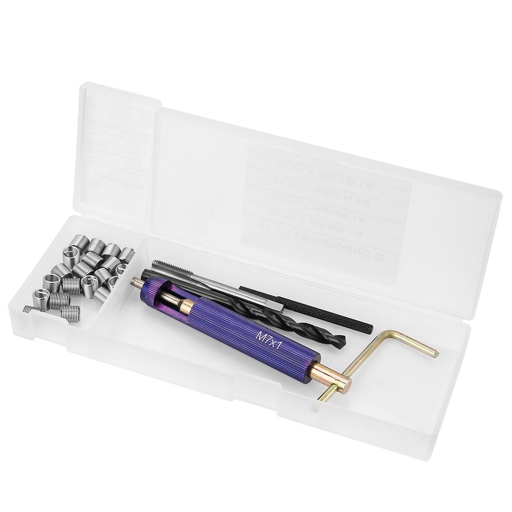 M7*1.0 kierre korjaus insertin kit set ruostumaton teräs helicoil tappipora insertti  + 20 kpl kierrevahvikkeita autokorjaamo työkalut
