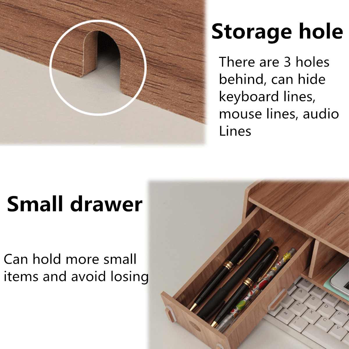 Bureau d'ordinateur portable Riser organisateur support de stockage étagère de stockage ordinateur moniteur Riser support clavier bureau Organe en bois moniteur support