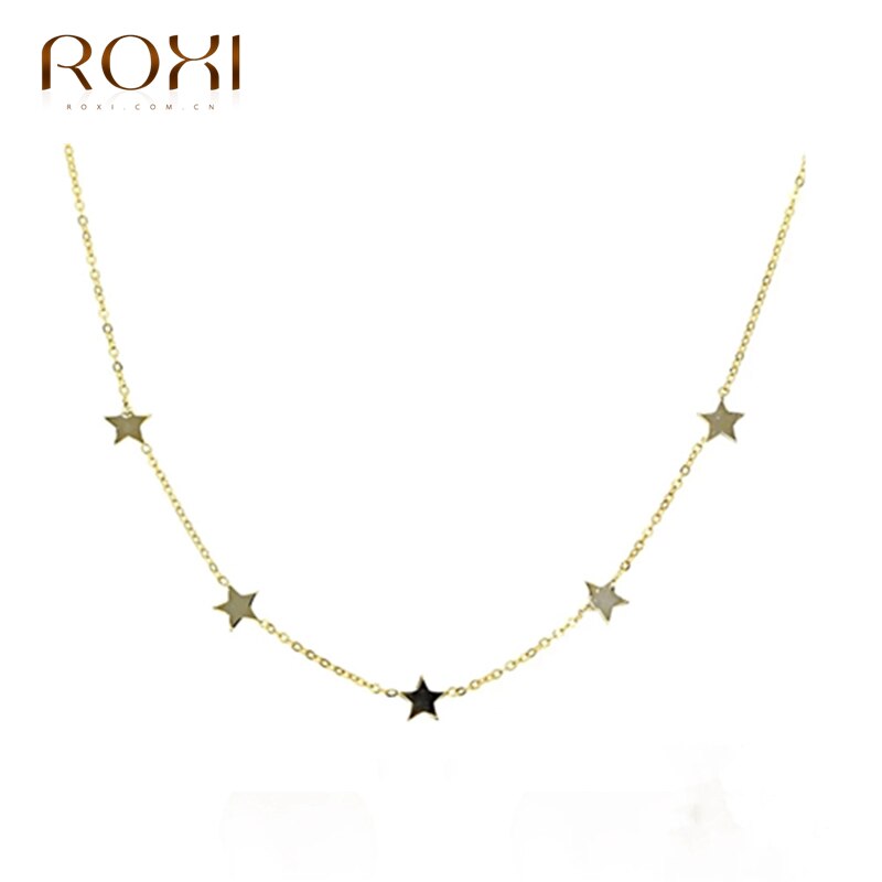 ROXI 925 srebro gwiazda uroki Chokers naszyjniki dla kobiet choker Collares biżuteria Boho malutki wisiorek w kształcie gwiazdy naszyjnik